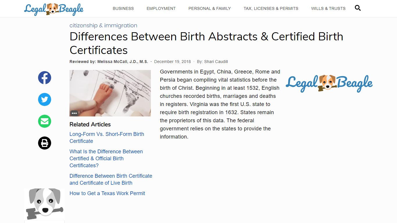 Differences Between Birth Abstracts & Certified Birth Certificates